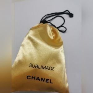 Chanel Makeup Pouch Gold Drawstring Bag. Size 5.1*5.9*1 in"